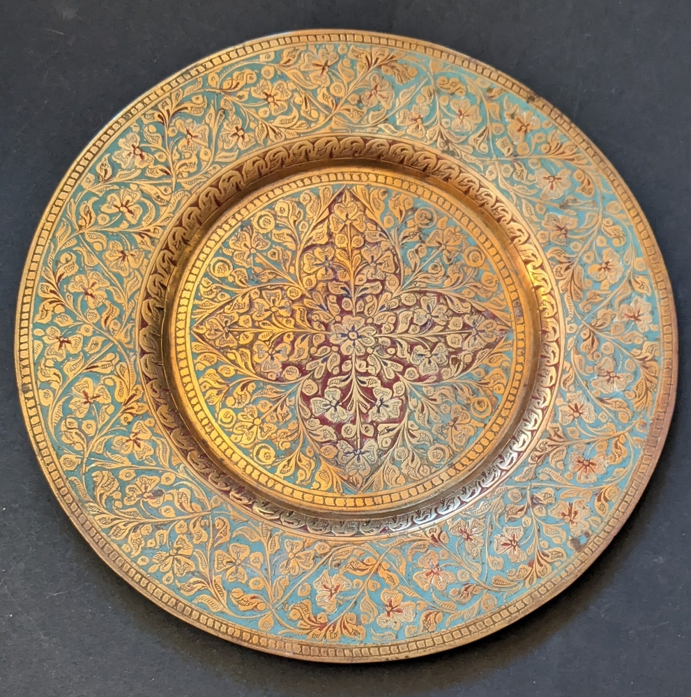 Antique (Pre 1947) Brass And Enamel Plate made In British India